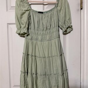 Chic Sage Green Long Sleeve Dress